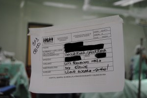 Sign on operating room door (edited for patient privacy)