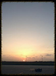 Sunset in on the air field as I prepare to leave Barranquilla