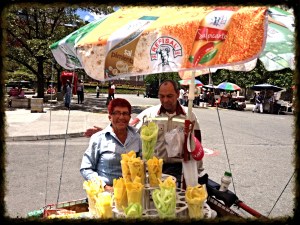 selling fruit in the park (photo enhanced)